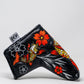 Koi Flow Blade Putter Cover featuring a vibrant fire wave design in shades of orange, red, and blue, tailored for standard blade putters.
