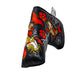 Koi Flow Blade Putter Cover featuring a vibrant fire waves design on a black background.