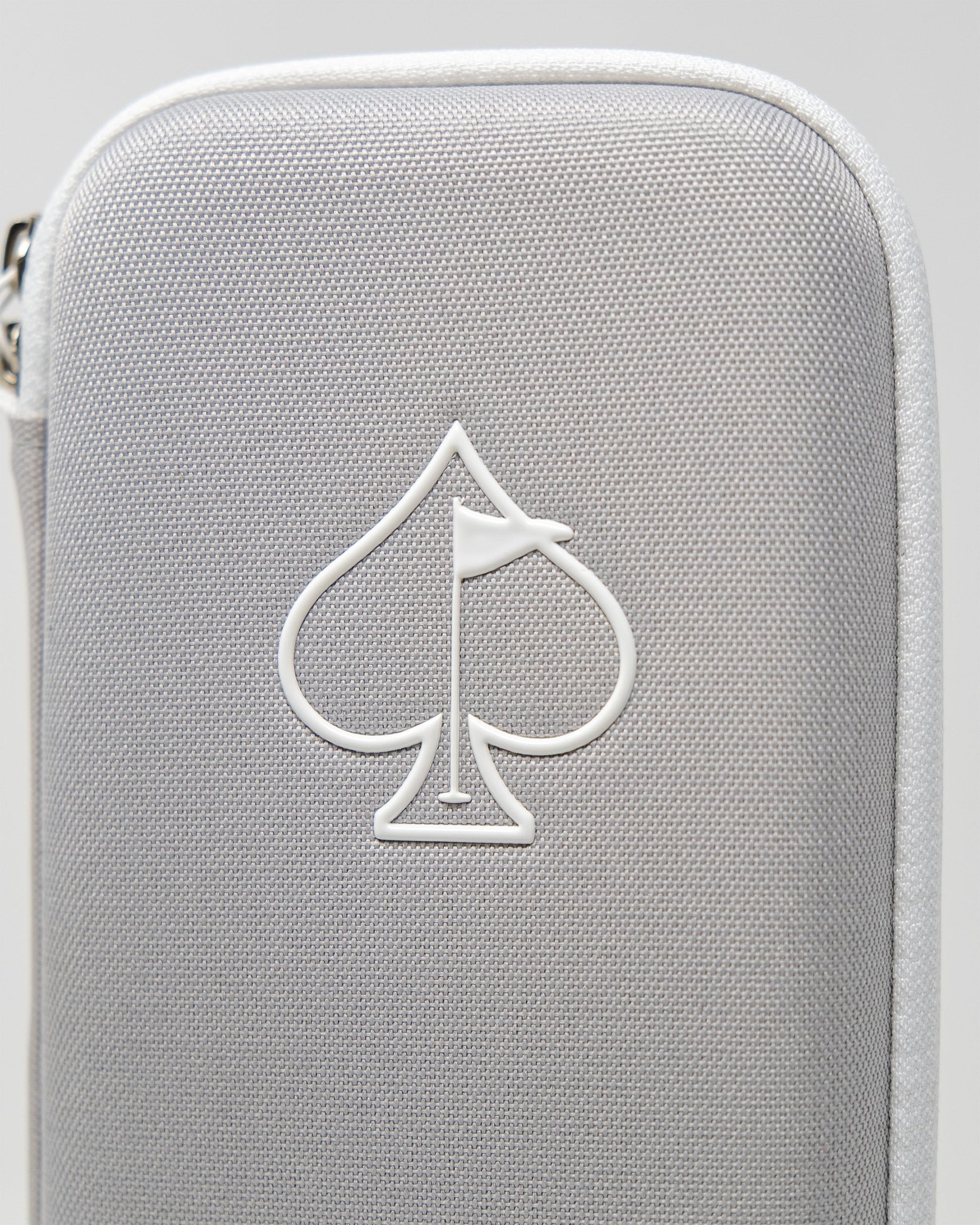 Gray glove and accessory caddie featuring a white spade logo, designed for organized storage and easy access.