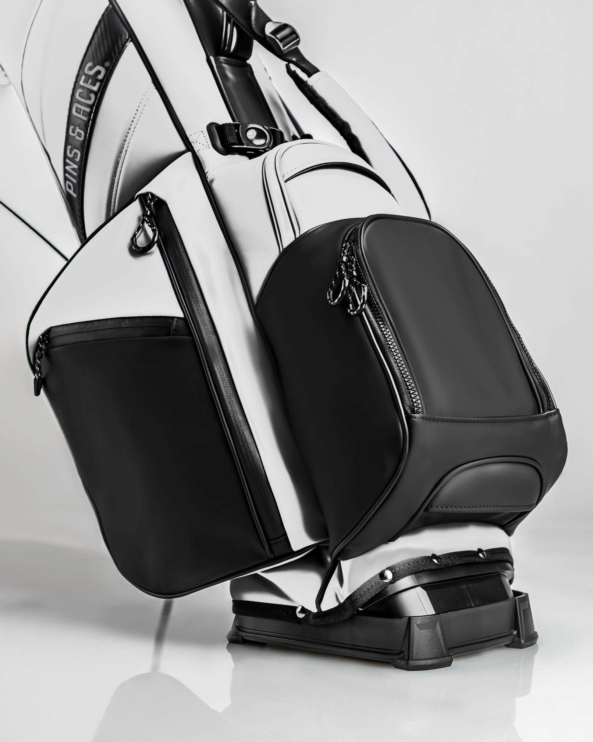 Player Preferred™ Golf Bag in Domino pattern with a stay-flat bottom and multiple pockets for convenience.