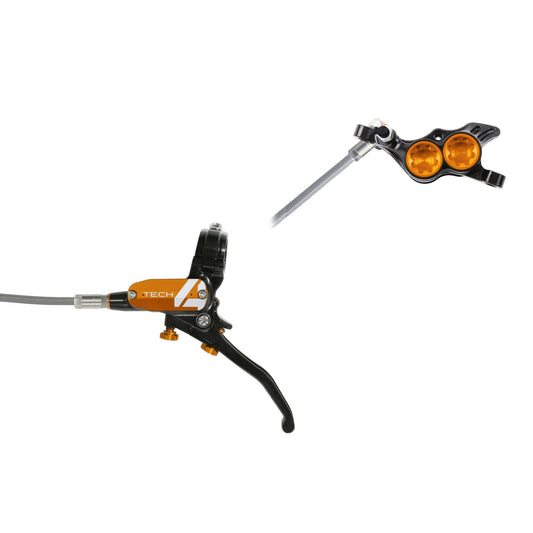 HOPE BRAKE TECH 4 E4 BRAIDED NO ROTOR BLACK/ORANGE L/H