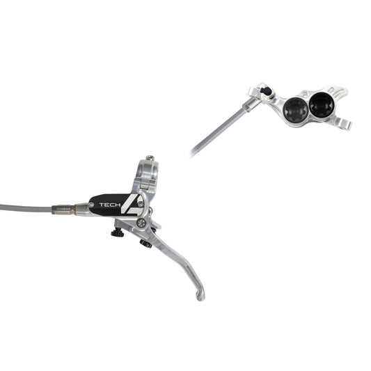 HOPE BRAKE TECH 4 E4 BRAIDED NO ROTOR SILVER/BLACK L/H