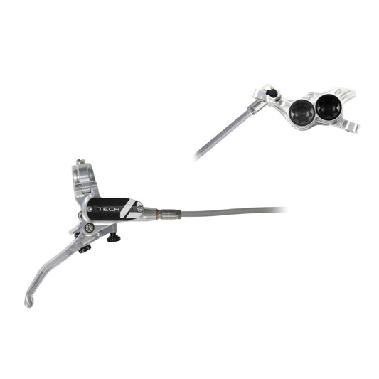 HOPE BRAKE TECH 4 E4 BRAIDED NO ROTOR SILVER/BLACK R/H