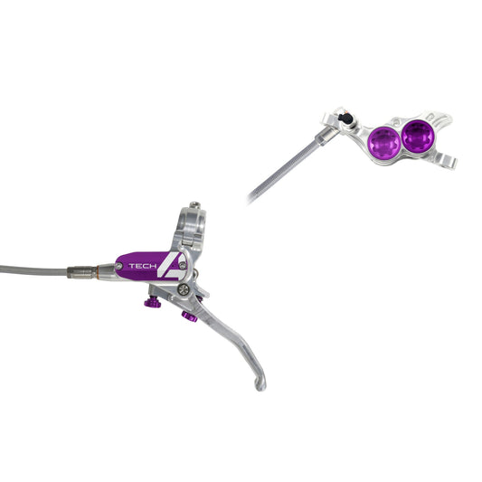 HOPE BRAKE TECH 4 E4 BRAIDED NO ROTOR SILVER/PURPLE L/H