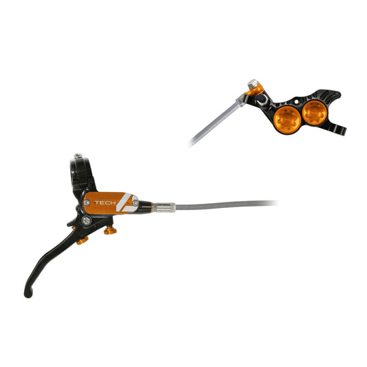 HOPE BRAKE TECH 4 V4 BRAIDED NO ROTOR BLACK/ORANGE R/H