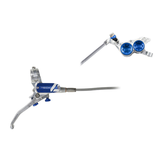 HOPE BRAKE TECH 4 V4 BRAIDED NO ROTOR SILVER/BLUE R/H