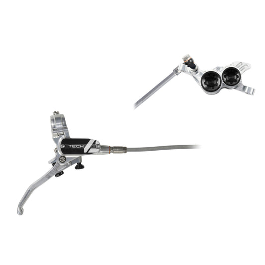 HOPE BRAKE TECH 4 V4 BRAIDED NO ROTOR SILVER/BLACK R/H