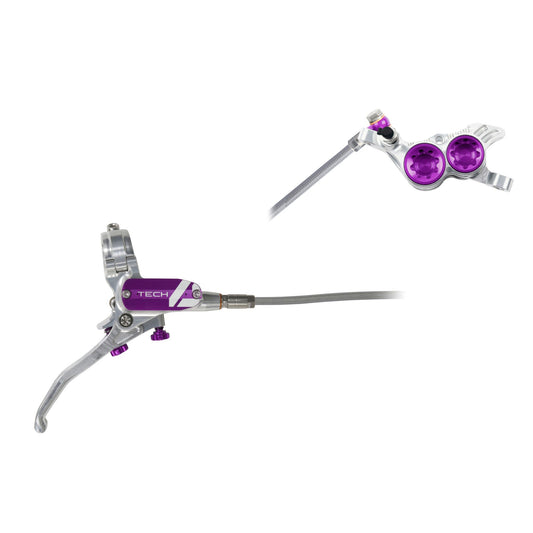 HOPE BRAKE TECH 4 V4 BRAIDED NO ROTOR SILVER/PURPLE R/H