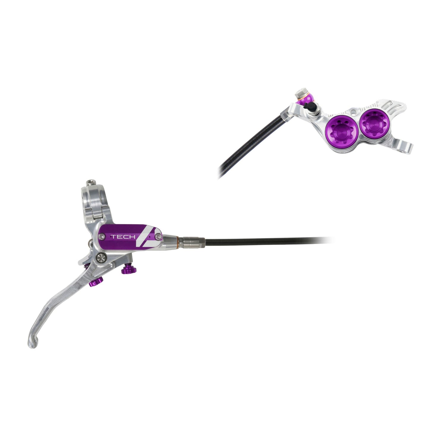 HOPE BRAKE TECH 4 V4 NO ROTOR SILVER/PURPLE R/H