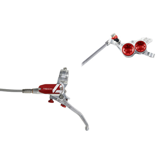 HOPE BRAKE TECH 4 V4 BRAIDED NO ROTOR SILVER/RED L/H