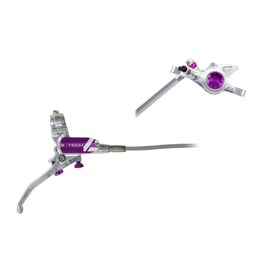 HOPE BRAKE TECH 4 X2 NO ROTOR-SILVER-PURPLE-BRAIDED-R-H