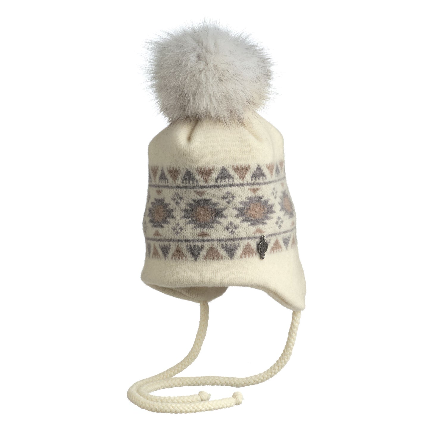 BANE - EARFLAP BEANIE W AND UPCYCLED FUR POM