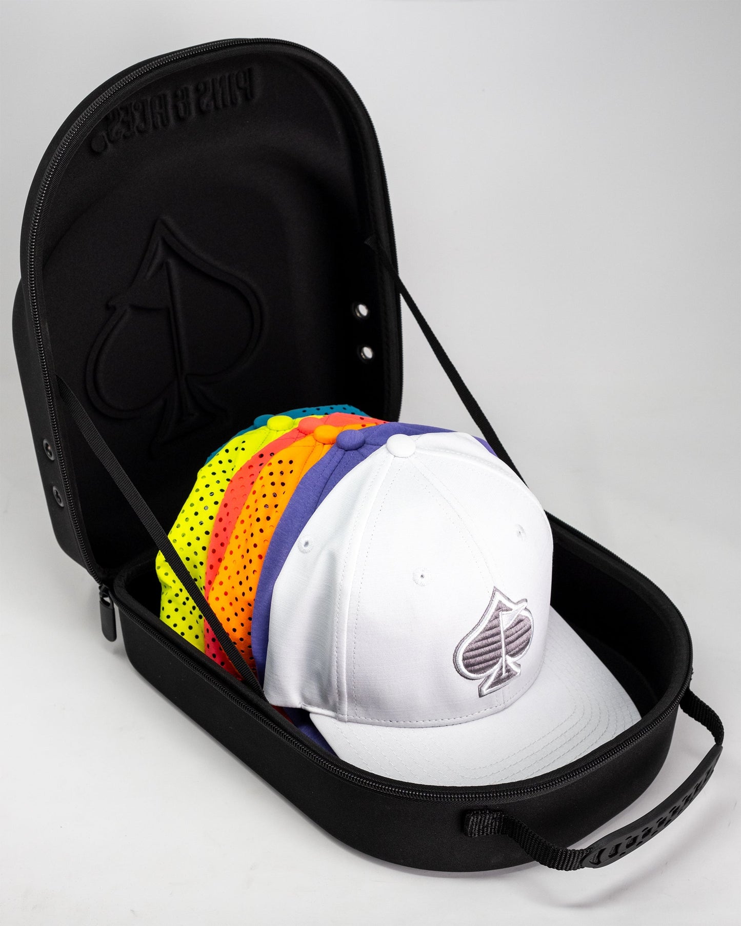 Black Hat Caddie designed for holding and displaying hats securely, featuring a sleek and modern design.