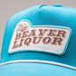 Perforated baby blue rope hat featuring a Beaver Liquor patch.