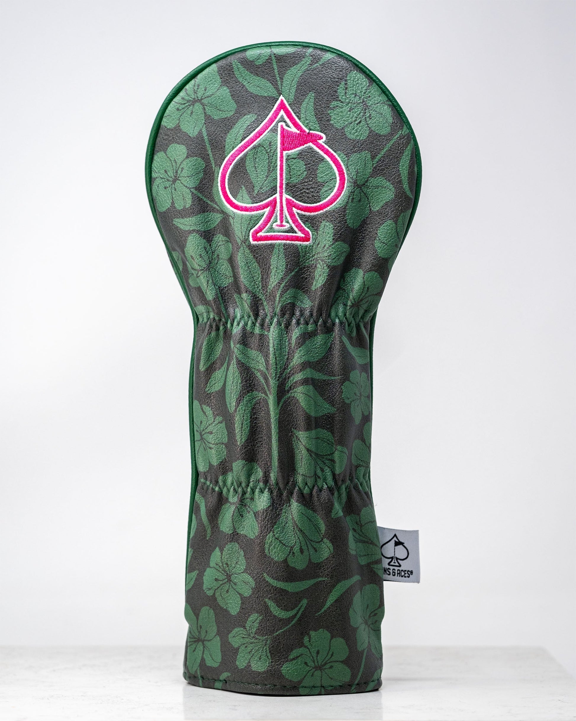 Hibiscus Bloom fairway cover featuring a vibrant floral design in shades of pink and green, designed for golf clubs.