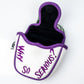 Alt text: Joker mallet putter cover featuring a colorful design with iconic Joker graphics on the back.