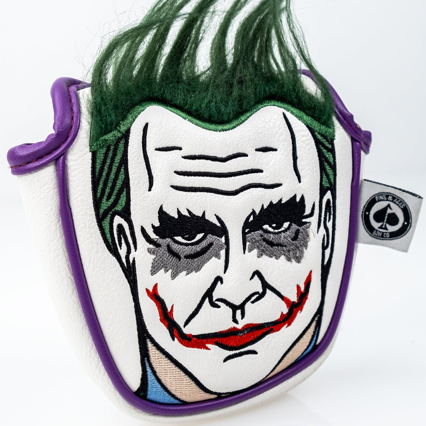 Joker mallet putter cover featuring a colorful Joker graphic with a sleek design.