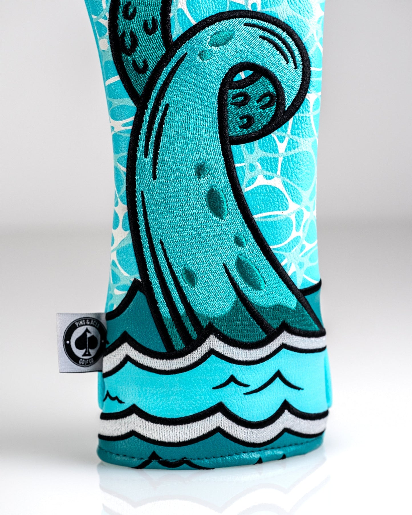 Alt text: Kraken fairway cover featuring a vibrant, aquatic design with a stylized kraken and bold colors, designed to fit golf clubs.