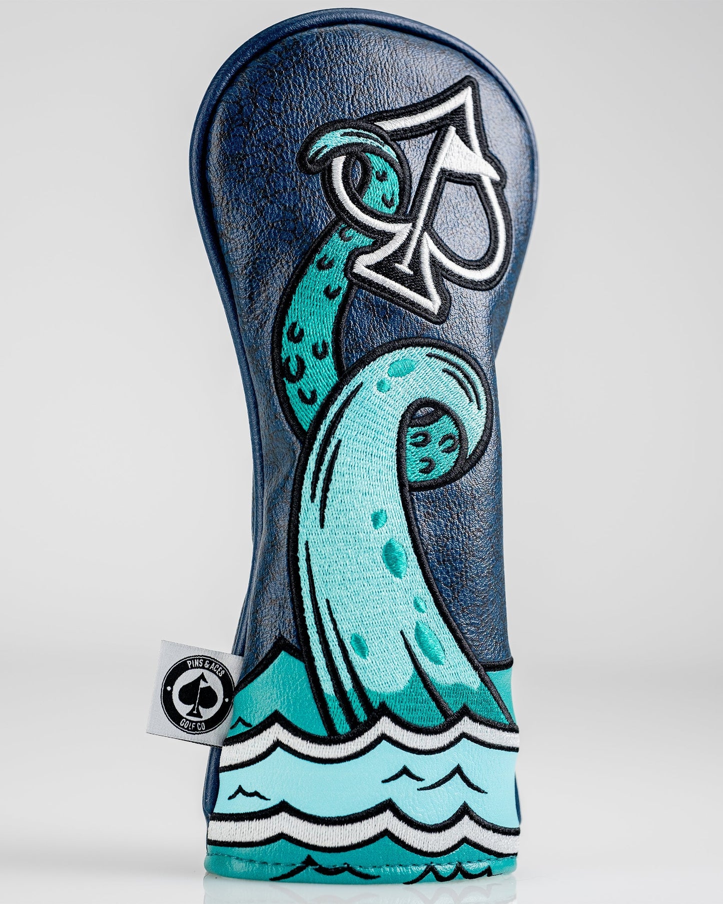 "Kraken hybrid golf club cover featuring a vibrant design with Kraken graphic and secure fit."