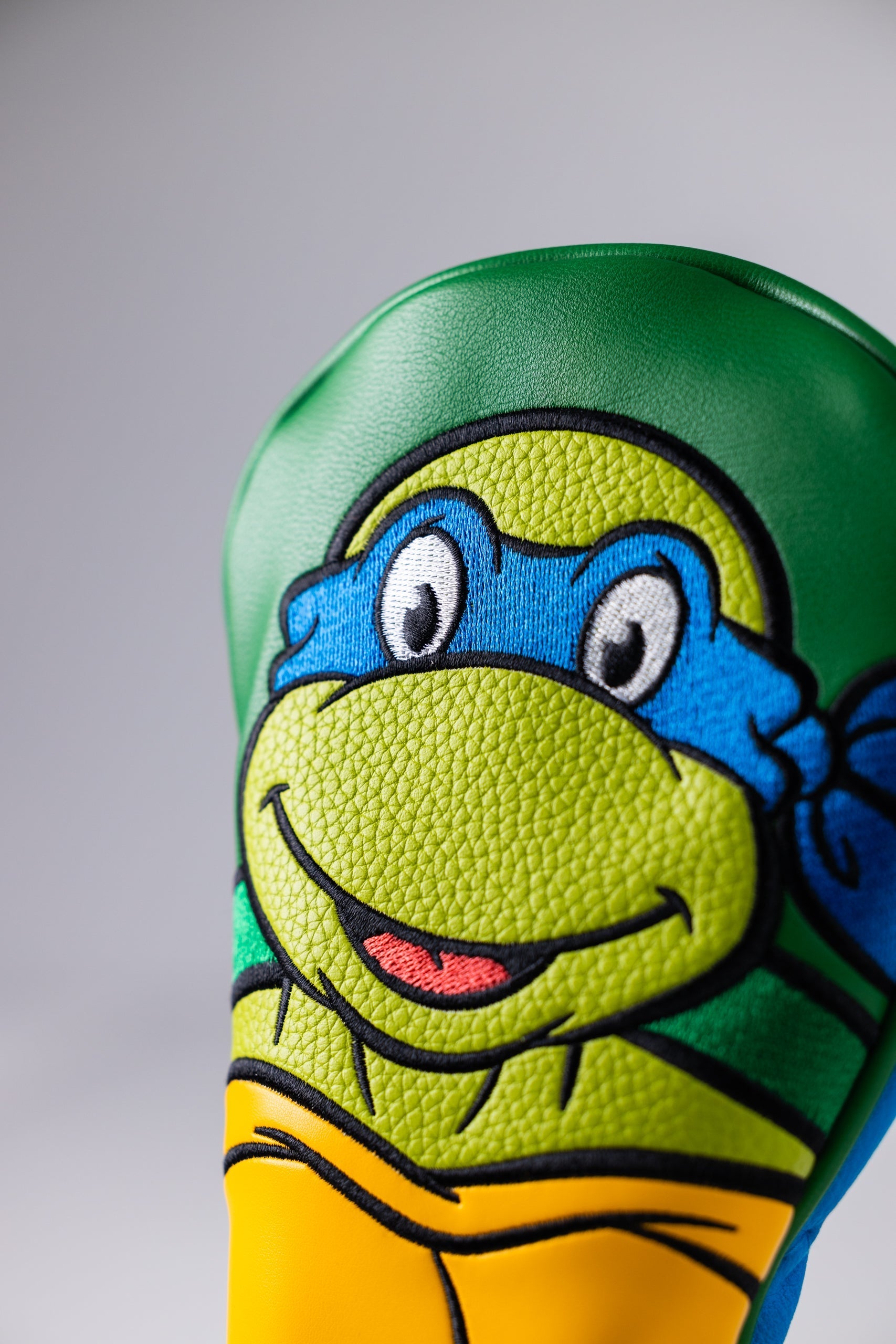 TMNT Leonardo fairway golf club cover featuring a vibrant design of the character, with blue mask and shell detail.