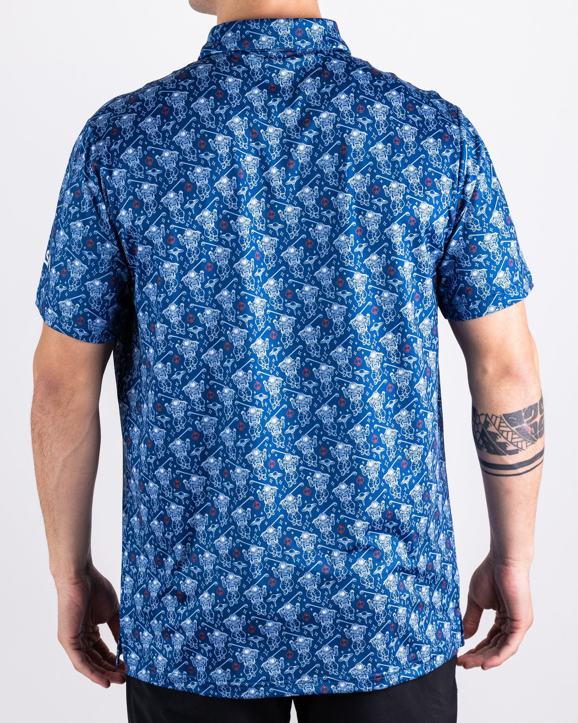 NASA Space Walker Blue Polo Shirt with logo on the left chest.