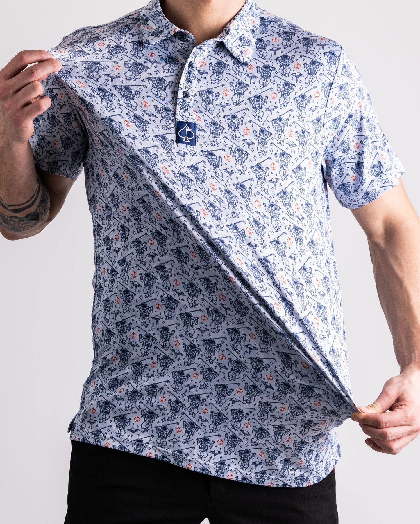 Gray NASA Space Walker polo shirt featuring the NASA logo on the left chest.