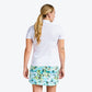 Brenna Mock Neck Polo Shirt in White