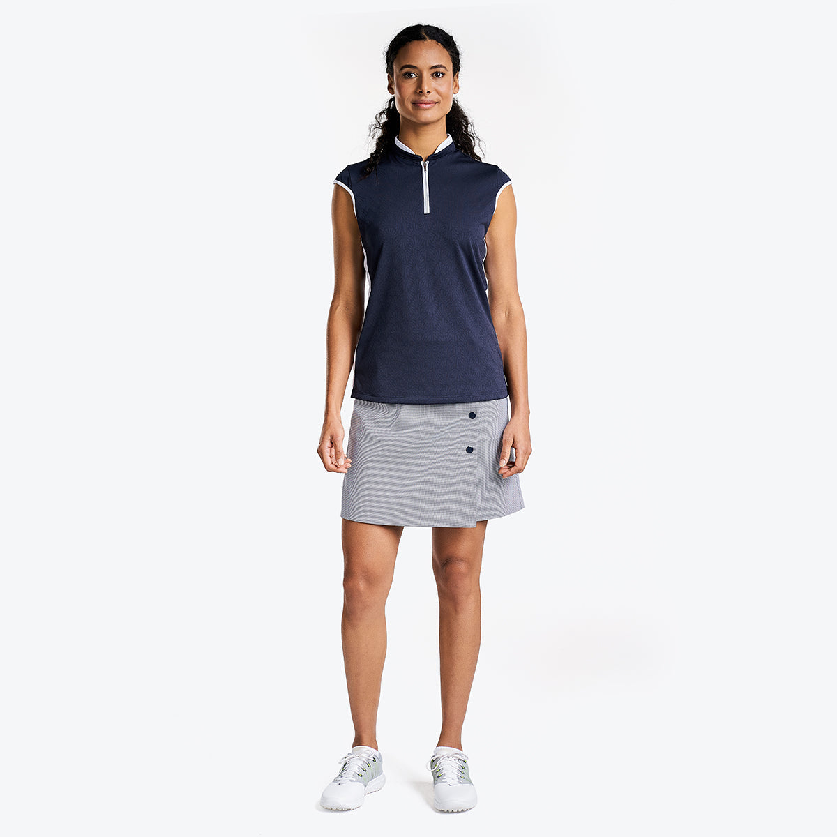 Brianna Sleveless Mock in Navy