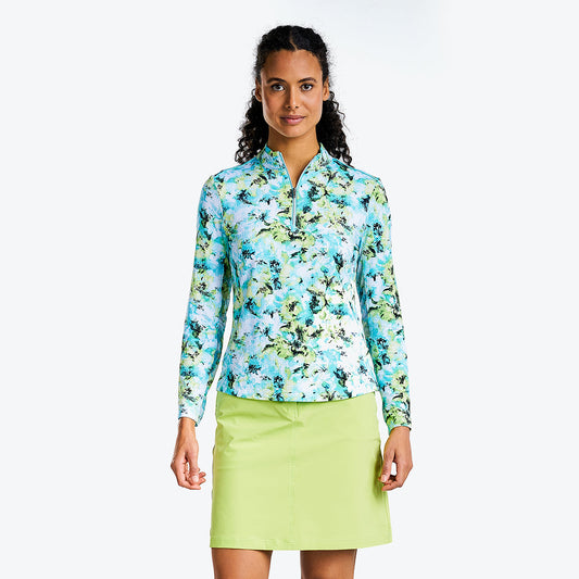 Laurisa Long-Sleeve Mock Curacao Blue