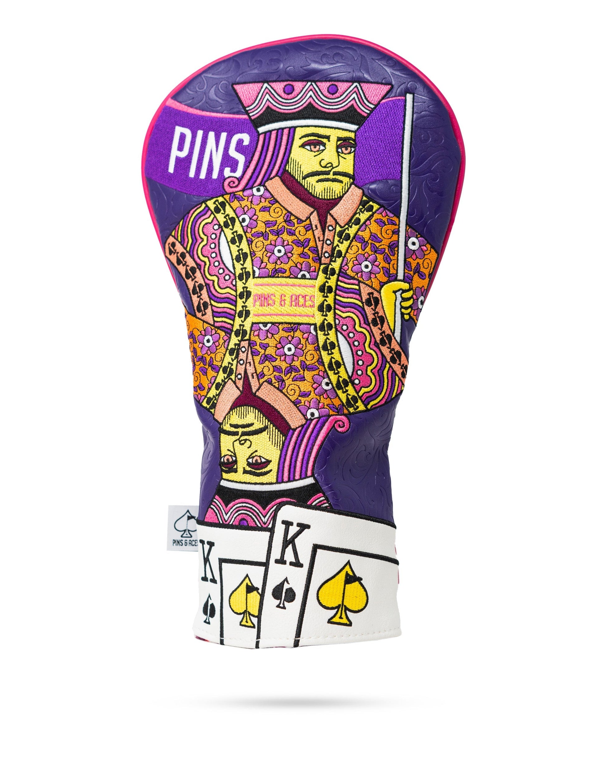 Pink Lemonade King of Spades driver cover with a vibrant design, featuring a spade symbol and bright pink color, perfect for golf enthusiasts.
