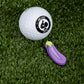 Eggplant-shaped ball marker for golfers, featuring a vibrant purple color and glossy finish.