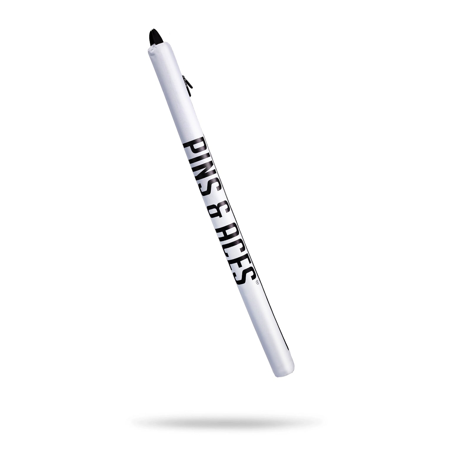 Insulated seltzer sleeve in navy blue with a zipper closure, designed to keep beverages cold.