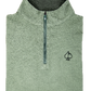 Olive green waffle knit pullover with a quarter zip and spade logo, ideal for stylish golf outings and casual wear.
