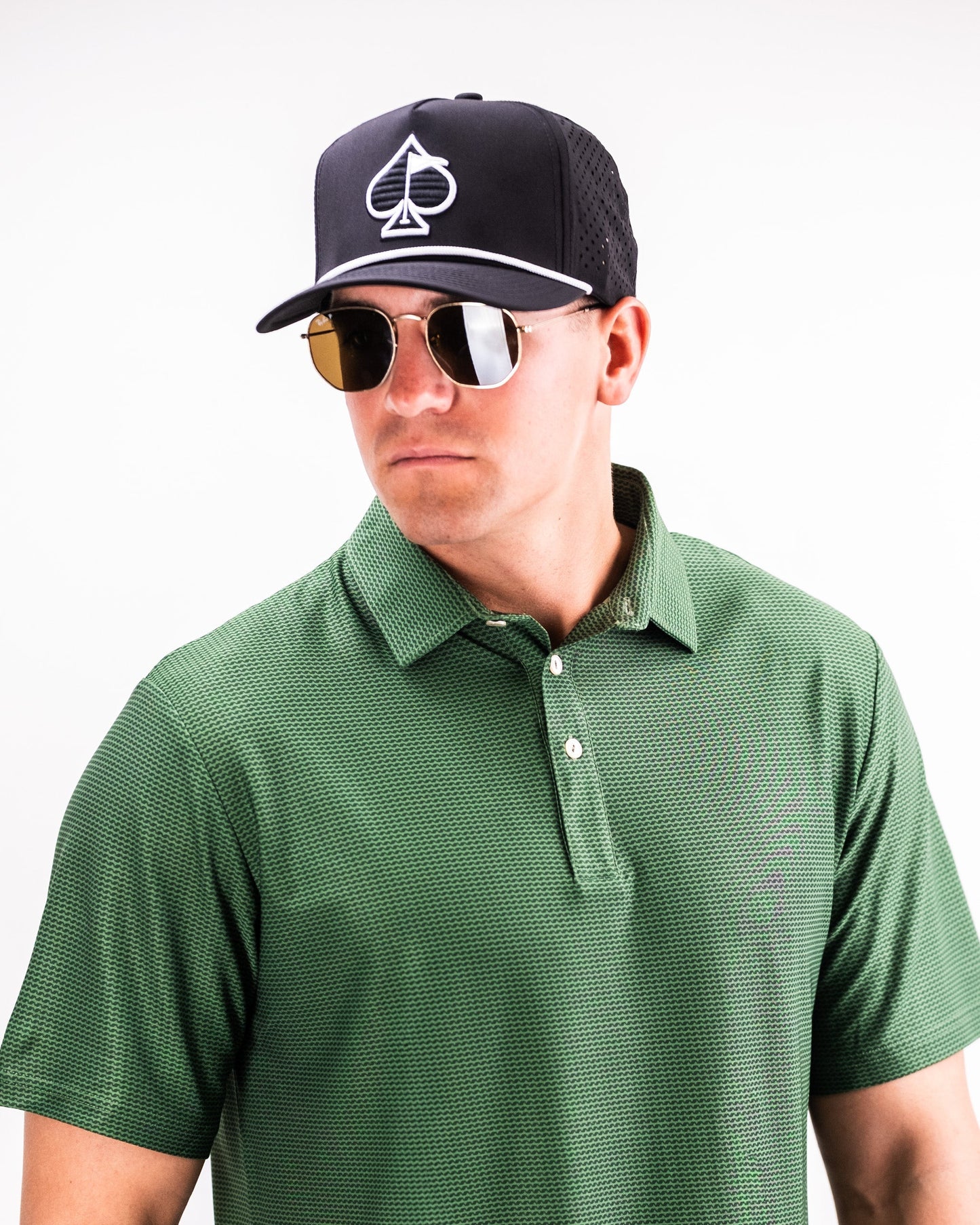 Player Preferred™ Polo in Forest Wave color, featuring a classic collar and short sleeves, displayed on a neutral background.
