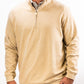Men's beige Player Preferred™ Pullover in sand, featuring a quarter-zip collar and relaxed fit, layered over a patterned shirt.