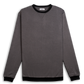 Slate grey crewneck sweatshirt with black collar and cuffs, featuring a relaxed fit and casual style.