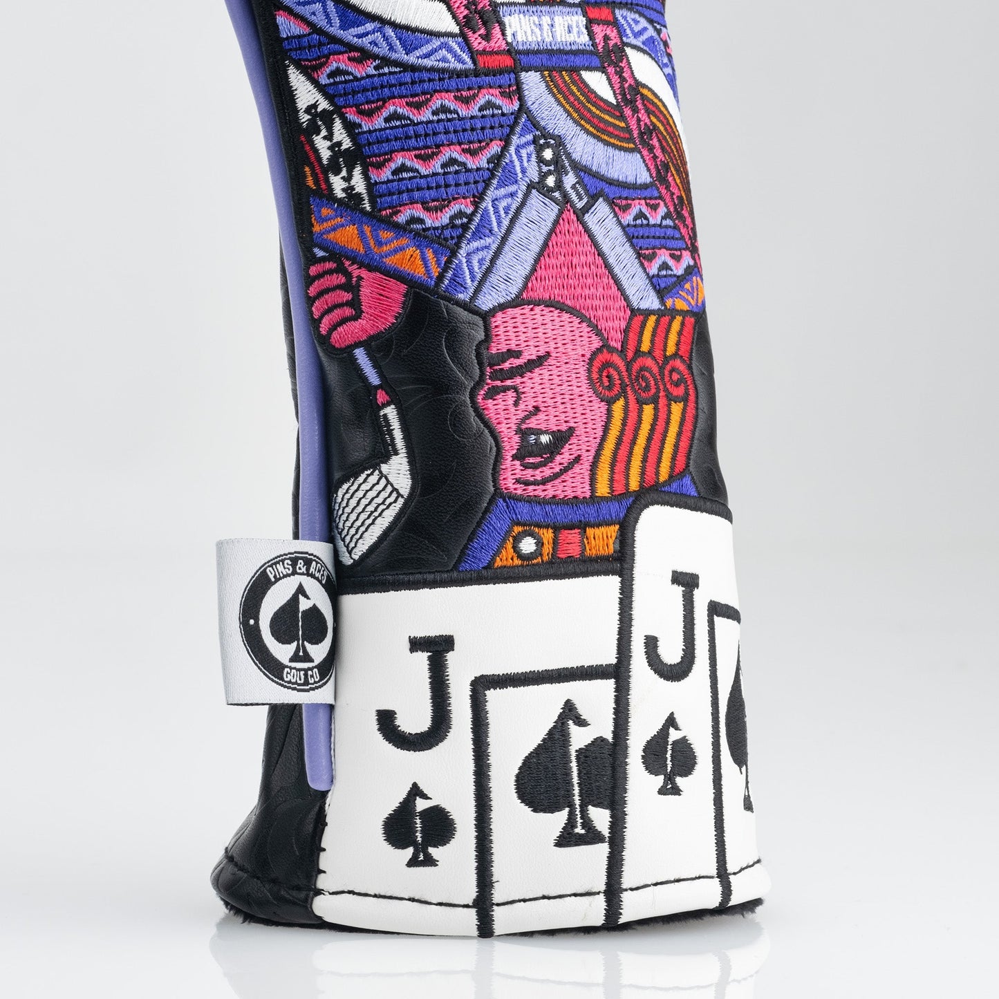 Jack of Spades hybrid golf club cover with a bold design in black and white, featuring the Jack of Spades playing card motif.