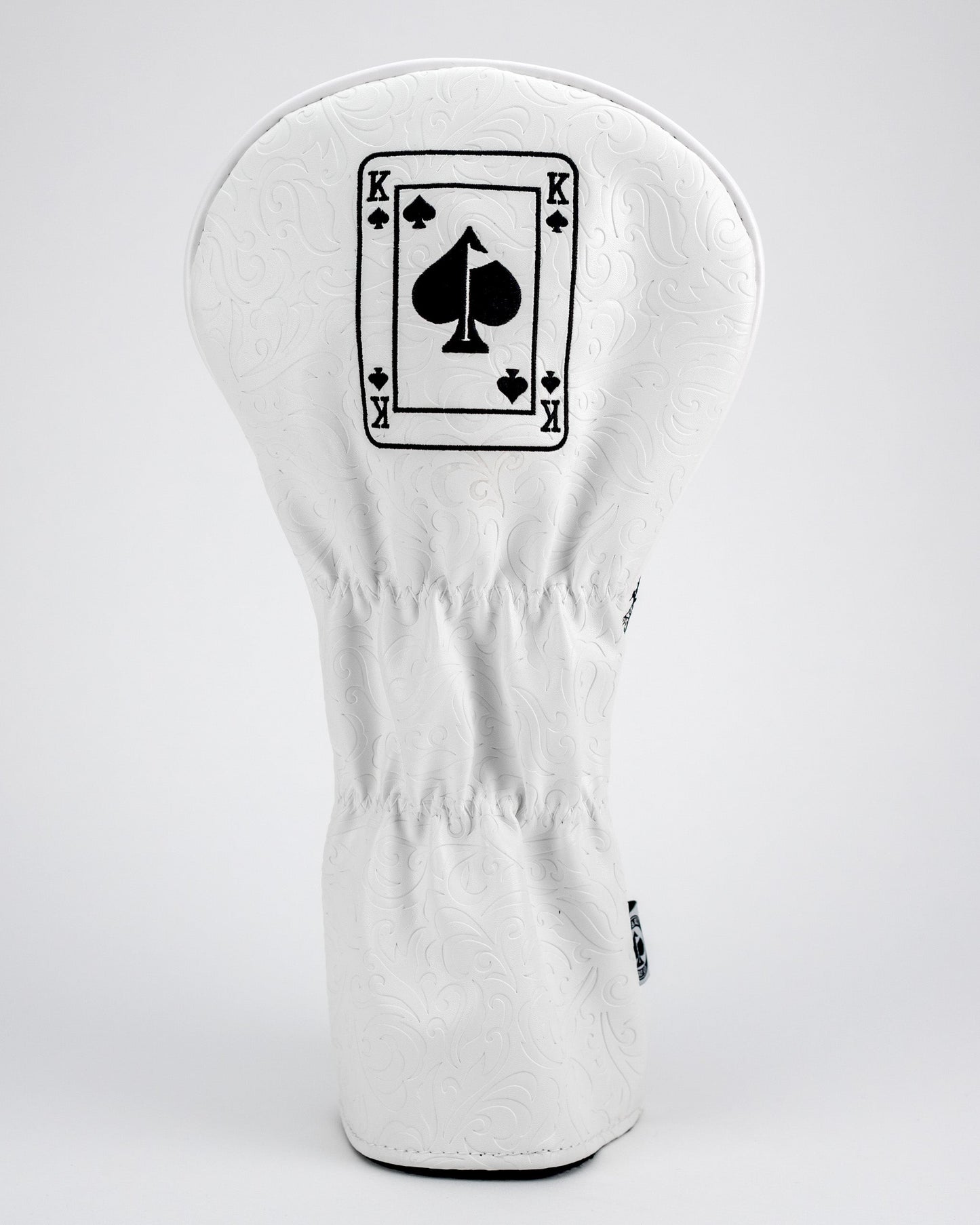 White Out King of Spades driver cover featuring a stylish graphic design, ideal for golf enthusiasts.