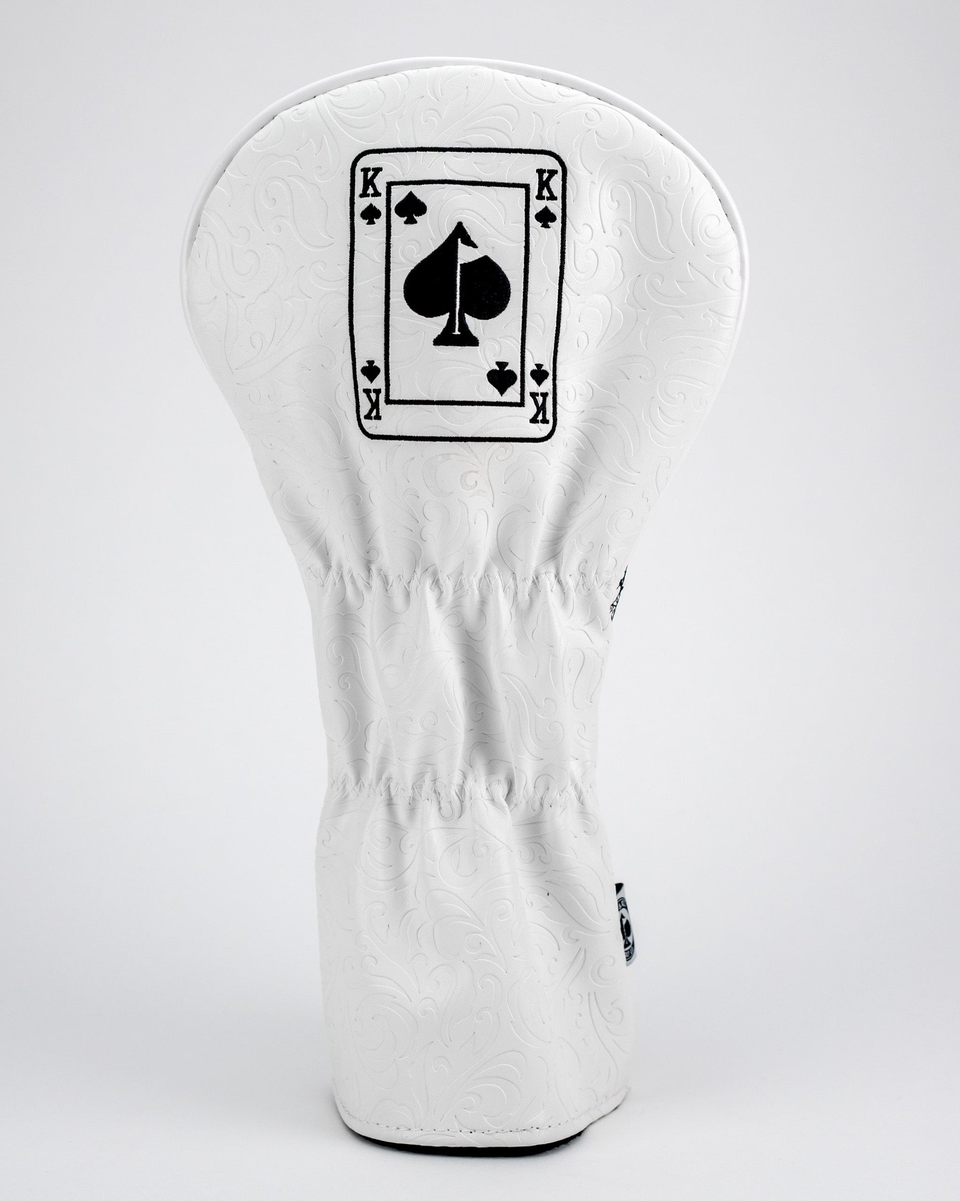 White Out King of Spades driver cover featuring a stylish graphic design, ideal for golf enthusiasts.