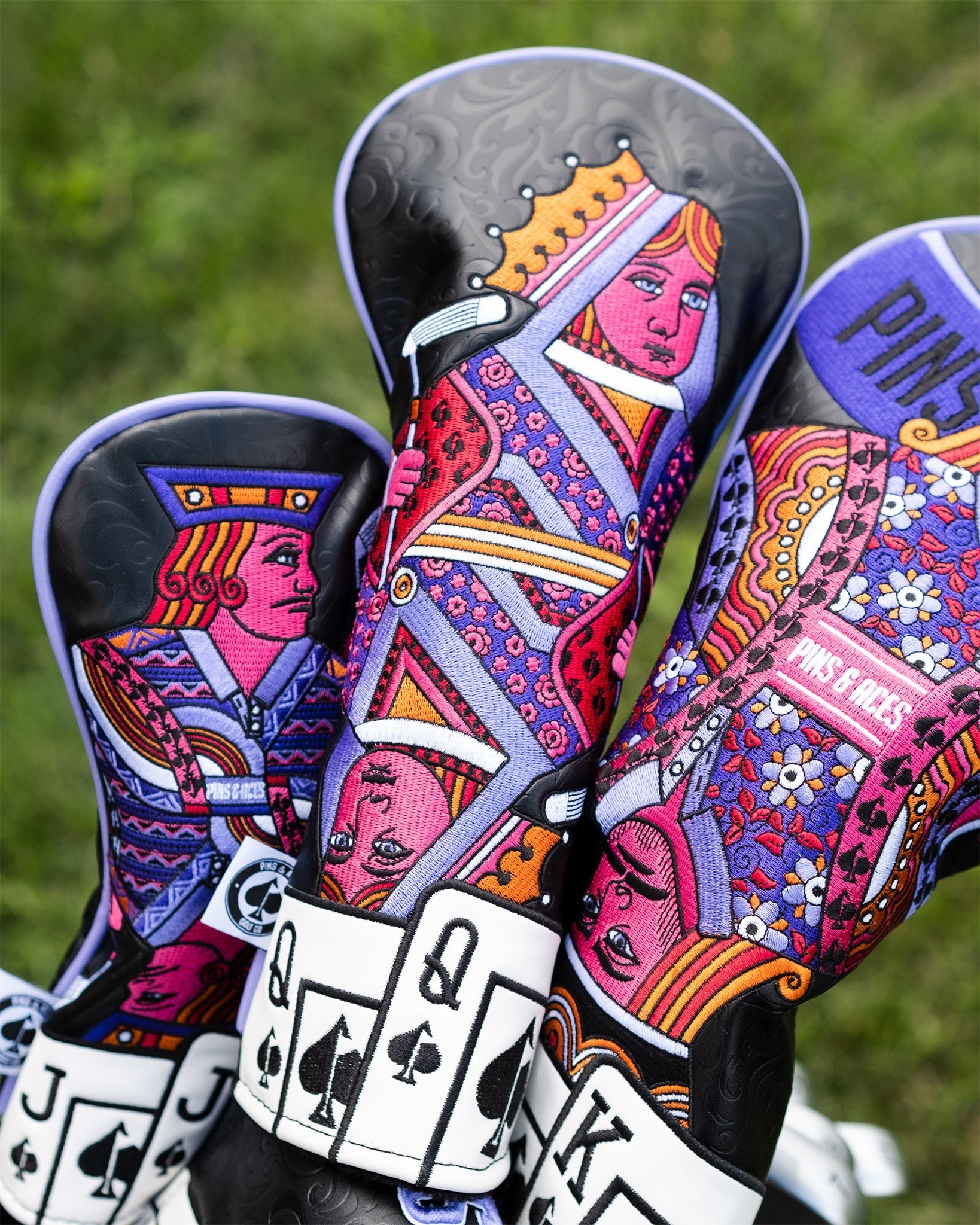 Queen of Spades fairway cover featuring a stylish design with a royal spade motif, made for golf clubs.