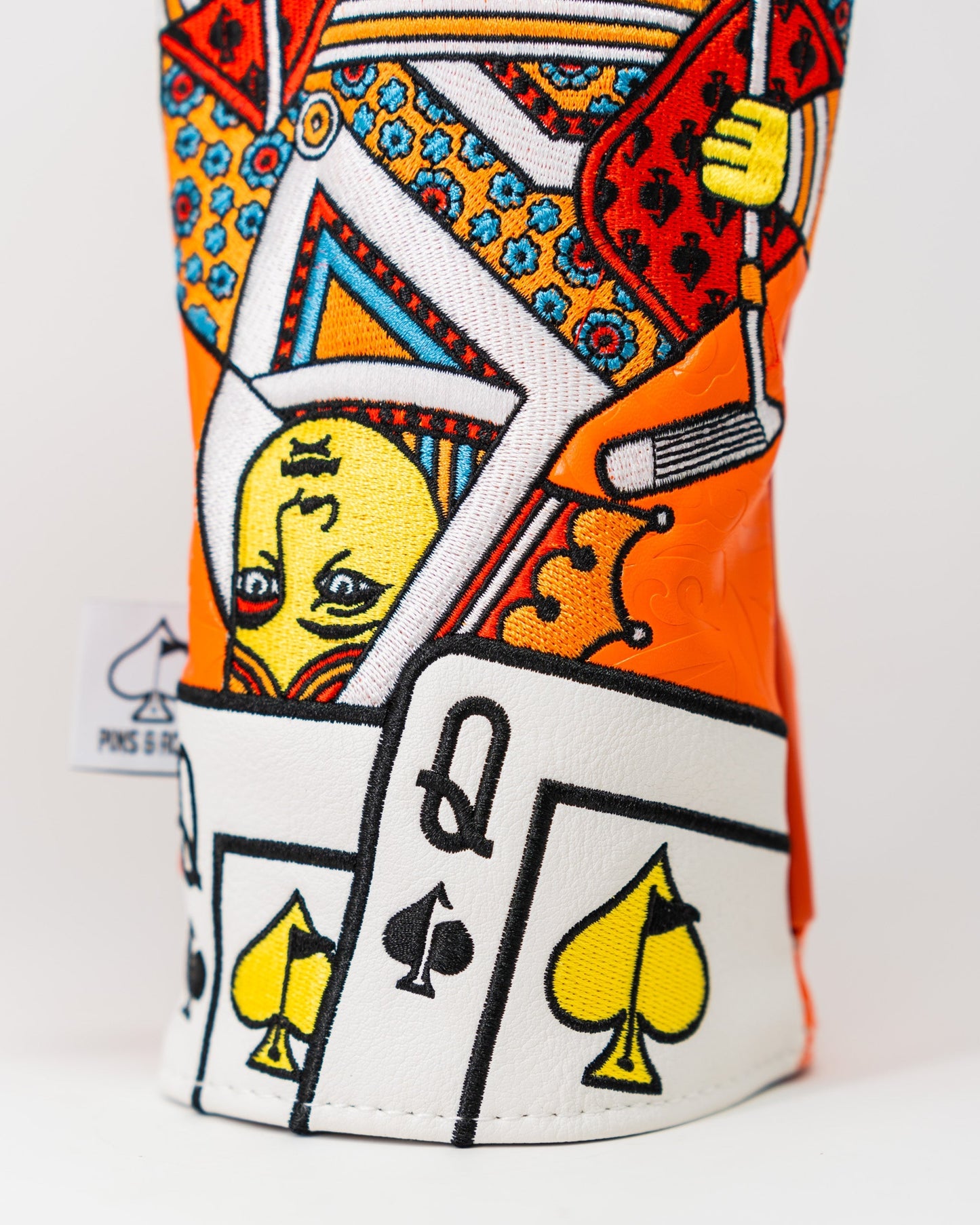 Orange Crush Queen of Spades fairway golf club cover featuring a vibrant orange design with a stylish spade emblem.