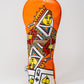 "Orange Crush Queen of Spades fairway golf club cover with vibrant colors and playing card design."