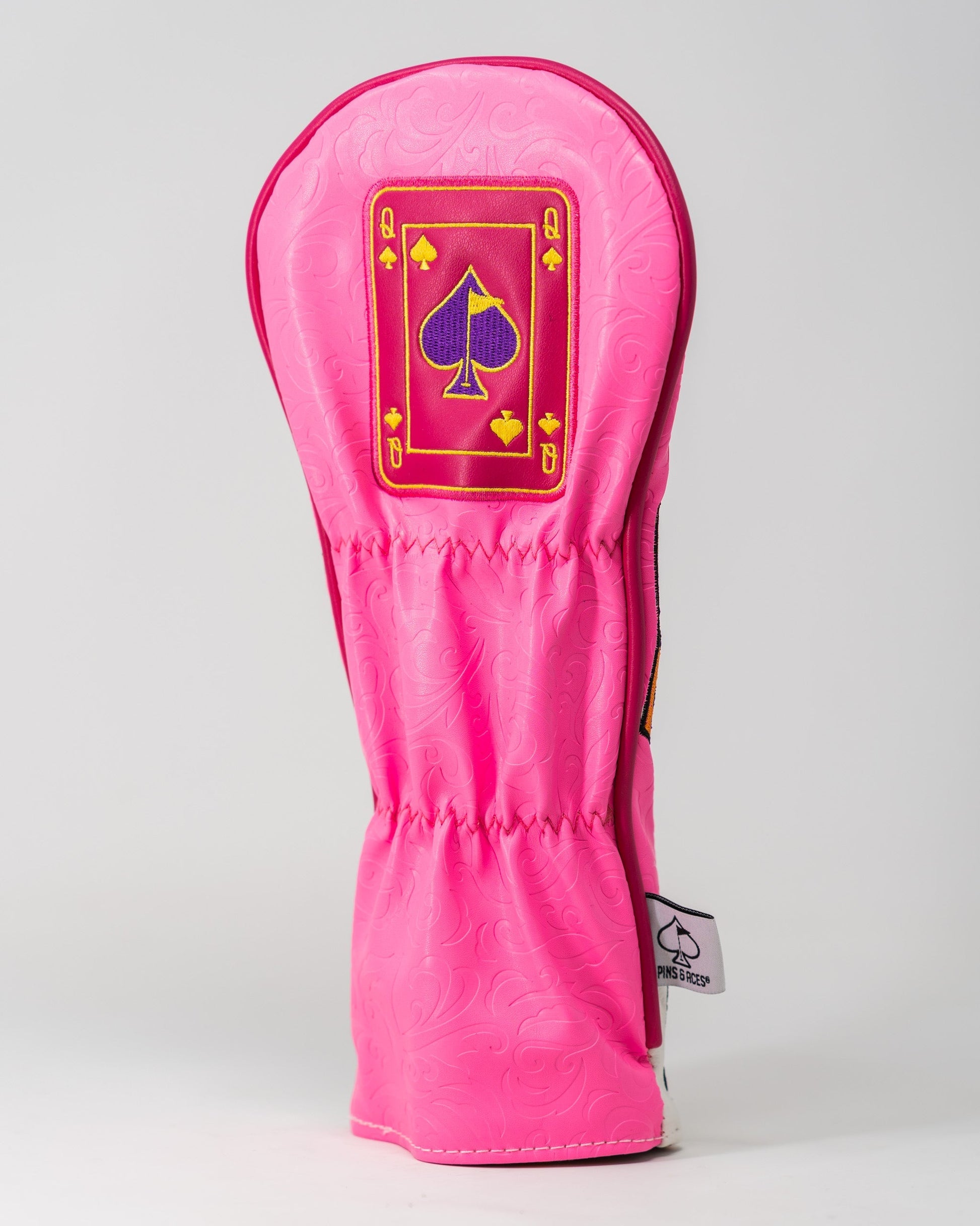 Pink Lemonade Queen of Spades fairway cover featuring a vibrant design, perfect for adding style to your golf bag.