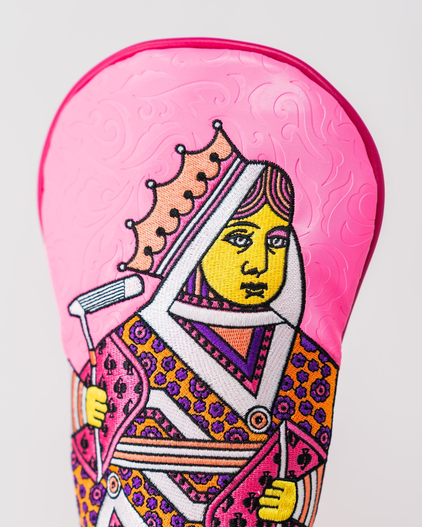 Pink Lemonade Fairway Cover featuring the Queen of Spades design, designed for golf clubs.