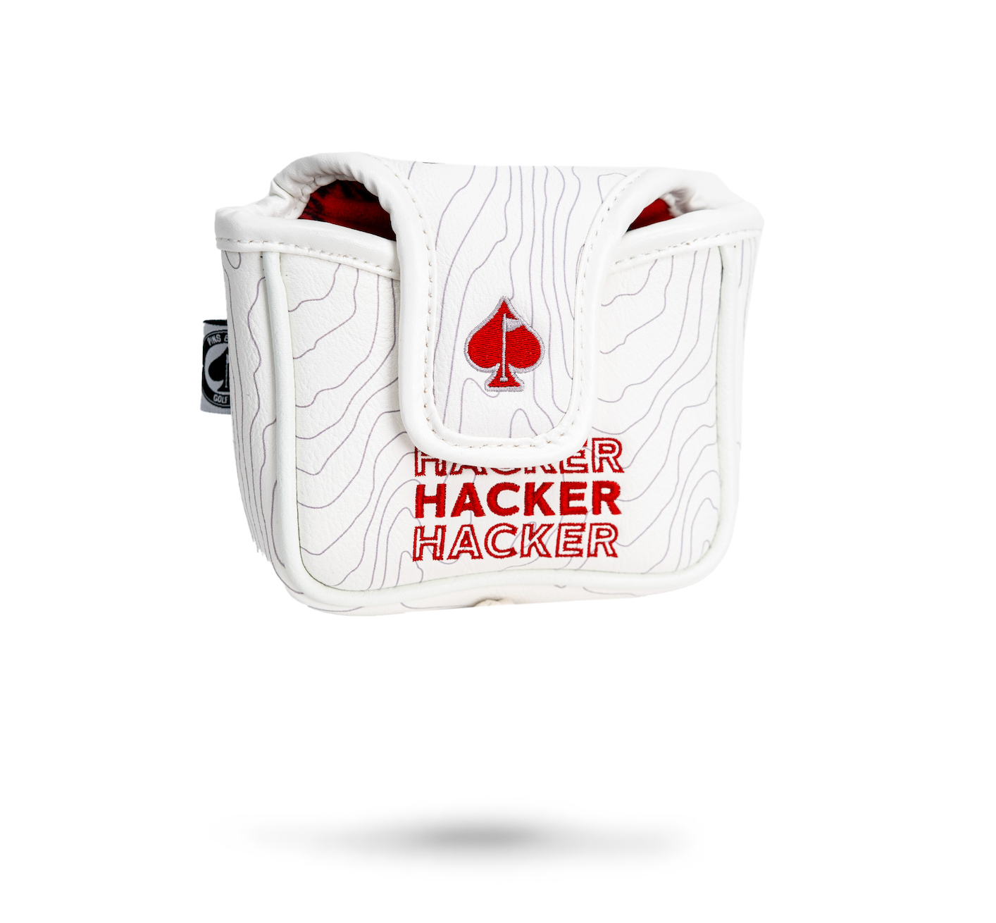 Hacker mallet cover featuring a sleek, modern design with a colorful graphic, ideal for golf enthusiasts.