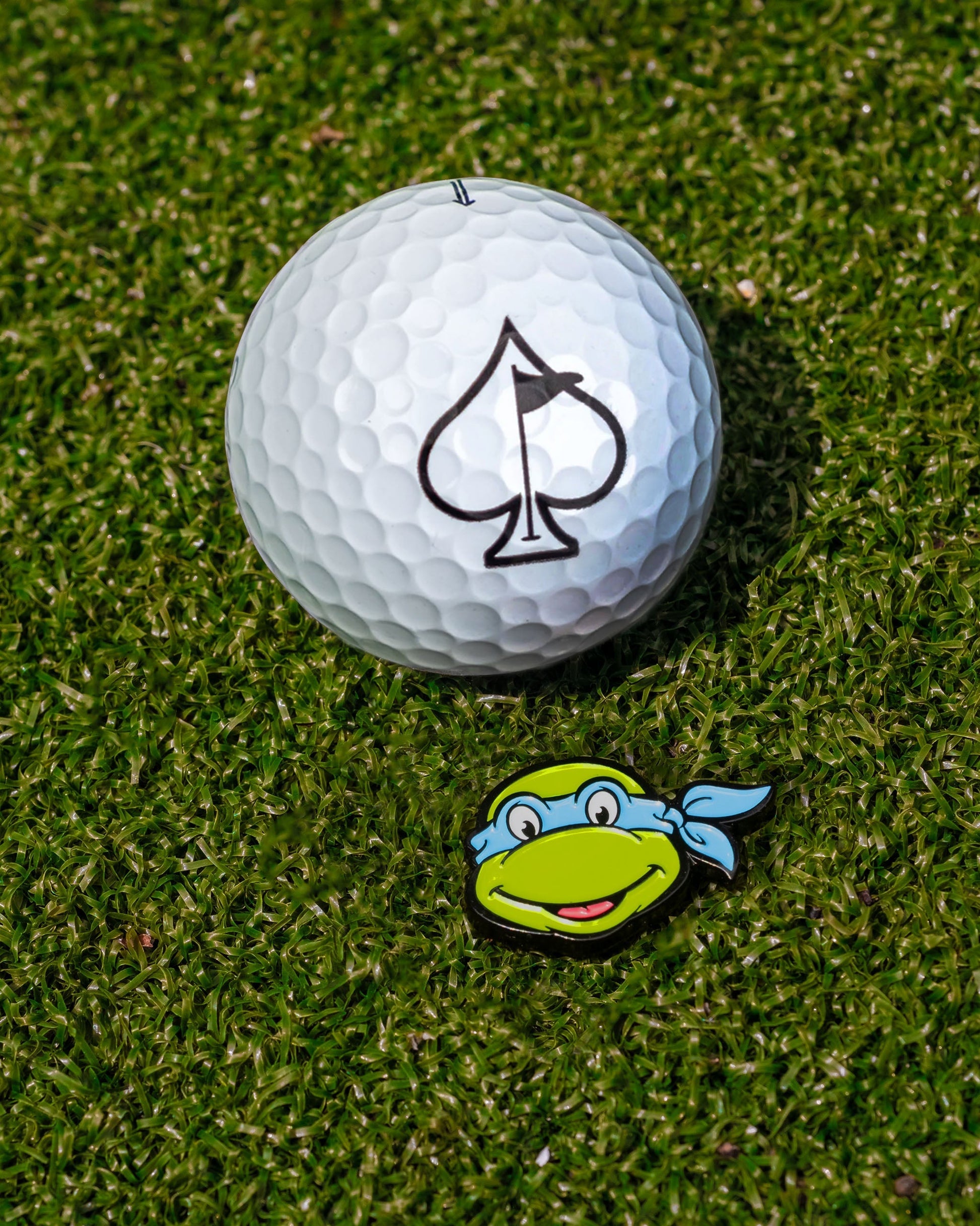 TMNT Leonardo ball marker featuring the iconic turtle design, perfect for golf enthusiasts and Teenage Mutant Ninja Turtles fans.