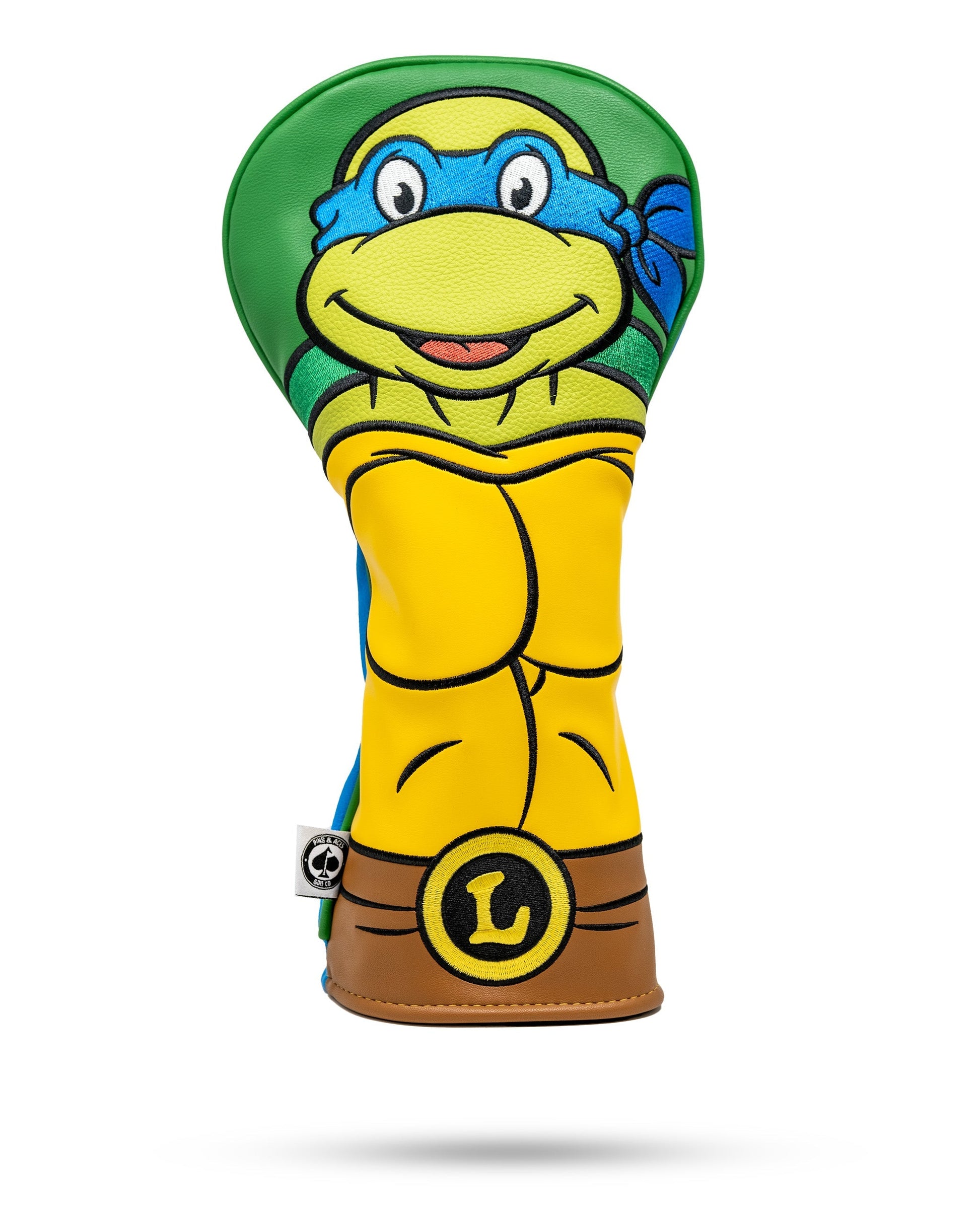 TMNT Leonardo driver cover featuring a vibrant design of Leonardo's mask and sword motif.