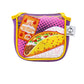 Alt text: "The Bogey Supreme mallet cover featuring a vibrant Taco Bell-inspired design, suitable for protecting putters."