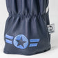 Top Gun Maverick golf driver headcover in navy blue faux leather with embroidered star and wing design, elastic opening for secure fit.