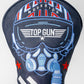Embroidered golf headcover featuring a Top Gun Maverick theme with sunglasses, headphones, and aviation-inspired design.